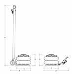 Pneumatischer Ballonheber, 2 Faltenbalge, 2 Tonnen, 132–326 mm, kurzer Griff