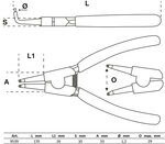 Sicherungsringzange 90 ° für Außenringe 165 mm