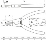 Sprengringzange gebogen fur Außensprengringe 180 mm