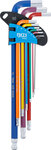Winkelschlussel-Satz Multicolour extra lang Innensechskant, Innensechskant mit Kugelkopf 1,5 - 10 mm 9-tlg