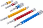 Adapter-Satz fur Bohrmaschinen farbig Antrieb Außensechskant (1/4) Abtrieb Außenvierkant (1/4), (3/8), (1/2) 75 - 150 mm 6-tlg