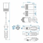 Verlangerungskabel 1M mit USB-Ladegerat 2-fach Typ A 12V 24V