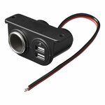 Aufputz-Zigarettenanzunderbuchse + 2xUSB Typ A 12V 24V