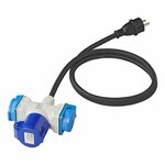 Verlangerungskabel 150cm 3x1 5mm² von Schukostecker auf 1xCEE + 2xSchukosteckdose