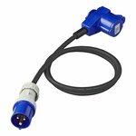 Verlangerungskabel 150cm 3x2 5mm² von CEE Stecker auf gewinkelten CEE Gegenstecker + Schuko Steckdose