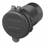 USB Unterputzdose 3-fach mit 2x Typ A und 1x Typ C + Voltmeter