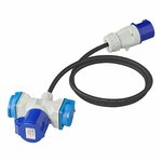 Verlangerungskabel 150cm 3x2 5mm² von CEE Stecker auf 2xSchuko + 1xCEE Steckdose