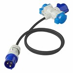 Verlangerungskabel 150cm 3x2 5mm² von CEE Stecker auf 2xSchuko + 1xCEE Steckdose