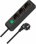 Steckdosenleiste mit Schalter 3-fach schwarz 5m H05VV-F 3G1,5
