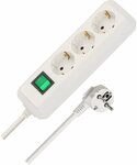 Steckdosenleiste mit Schalter 3-fach weiß 5m H05VV-F 3G1,5
