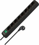 Steckdosenleiste mit Schalter 8-fach schwarz 3m H05VV-F 3G1,5