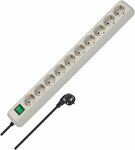 Steckdosenleiste mit Schalter 10-fach lichtgrau 3m H05VV-F 3G1,5