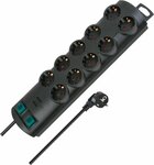 Steckdosenleiste 10-fach schwarz 2m H05VV-F 3G1,5 5-fach schaltbare Steckdosen