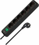 Steckdosenleiste mit Schalter 6-fach schwarz 1,5m H05VV-F 3G1,5