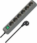 Steckdosenleiste mit Schalter 6-fach silbergrau 1,5m H05VV-F 3G1,5
