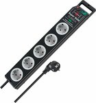 13.500A Uberspannungsschutz-Steckdosenleiste 5-fach schwarz lichtgrau 2,5m H05VV-F 3G1,5