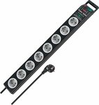 13.500A Uberspannungsschutz-Steckdosenleiste 8-fach schwarz lichtgrau 2,5m H05VV-F 3G1,5