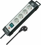 Steckdosenleiste 4-fach schwarz lichtgrau 5m H05VV-F 3G1,5