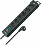 Steckdosenleiste 6-fach schwarz 3m H05VV-F 3G1,5