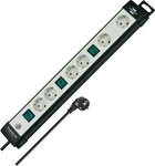 Technik Steckdosenleiste 6-fach schwarz lichtgrau 3m H05VV-F 3G1,5 2-fach schaltbar spezielle Steckdosenanordnung fUr Netzgerate