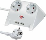 USB-Charger mit 2 USB Ladebuchsen 2100mA 2-fach weiß poliert 1,8m H05VV-F 3G1,5