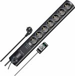 Switch 19.500A Uberspannungsschutz-Steckdosenleiste 7-fach schwarz 2m H05VV-F 3G1,5 2 permanent, 5 schaltbar