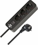 Steckdosenleiste 3-fach schwarz 1,5m H05VV-F 3G1,5