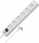 Steckdosenleiste mit USB-Ladefunktion 5fach weiß 3m H05VV-F 3G1,5 mit Schalter