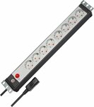 19 Steckdosenleiste fUr Schaltschranke 8-fach schwarz lichtgrau 3m H05VV-F 3G1,0 19-Format mit Kaltgeratestecker
