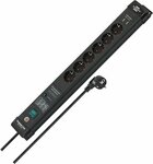 60.000A Uberspannungsschutz-Steckdosenleiste mit USB-Ladefunktion 6-fach schwarz 3m H05VV-F3G1,5