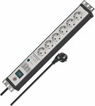 60.000A Uberspannungsschutz-Steckdosenleiste 6-fach schwarz lichtgrau 3m H05VV-F 3G1,5 19 Format