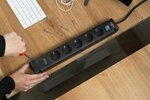 Steckdosenleiste mit 2 USB C-Ladebuchsen 5-fach schwarz 3m H05VV-F3G1,5