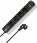 Steckdosenleiste mit 2 USB C Ladebuchsen 4-fach weiß schwarz 1,5m H05VV-F3G1,5