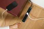 Steckdosenleiste mit 2 USB C Ladebuchsen 4-fach weiß schwarz 1,5m H05VV-F3G1,5
