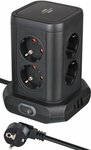 Steckdosenturm 8-fach mit 2x USB A, 1x USB C Power Delivery schwarz 2m H05VV-F3G1.5
