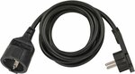 Qualitats-Kunststoff-Verlangerungskabel mit Flachstecker 2m H05VV-F3G1,5 schwarz