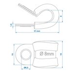 Kabelklemme 8 mm mit Gummischutz x10 stuck