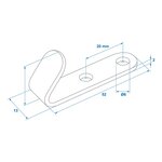 Haken anschraubbar Metall 52 x 13 x 2 mm