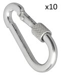 Metallkarabiner 6x60mm mit Schraubverschluss x10 Stuck