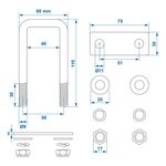 U-Bugel 40mm eckig - Set a 2 Stuck