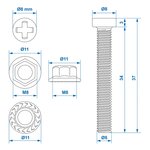 Schraubensatz M8 6-teilig fur Steckdose x5 Stuck