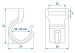 Zeltclip fur Zeltstange 20-25mm mit Schlitz schwarz x10 stuks