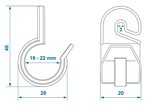 Zeltclip fur Zeltstange 19-22mm mit Haken x10 stuks