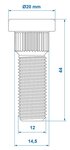 Radschraube M12x1,5 gerandelt 14,5 mm x10 Stuck