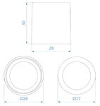 Reduktionsstuck fur Abflussrohr Ø28 mm auf Ø17 mm PE schwarz x5 Stuck