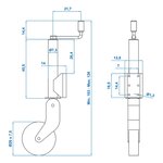Stutzrad 73 mm Metallfelge mit Gummireifen 260 x 65 mm klappbar