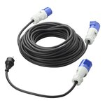 CEE-Set mit 20 m Verlangerungskabel 3x1,5 mm und 40 cm Adapterkabel von Schuko-Stecker auf CEE in Aufbewahrungstasche