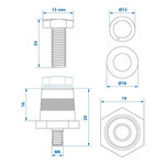 Schraubbare Batteriepole-Set (+) und (-) aus Messing M6 mit Schraube und Unterlegscheibe