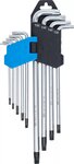 Winkelschlussel-Satz extra lang T-Profil (fur Torx) mit Bohrung T10 - T50 9-tlg