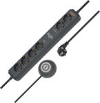 Steckdosenleiste EL CSP 24 6-fach anthrazit 1,5m H05VV-F 3G1,5 – 2 permanent, 4 schaltbar uber externen Fußschalter